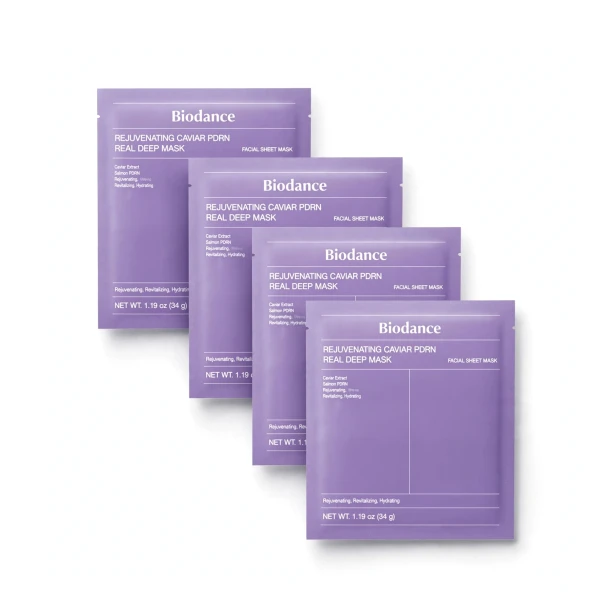 Biodance Rejuvenating Caviar PDRN Real Deep Mask – Zestaw 4 masek hydrożelowych z kawiorem 4x34g SaiL Cosmetics