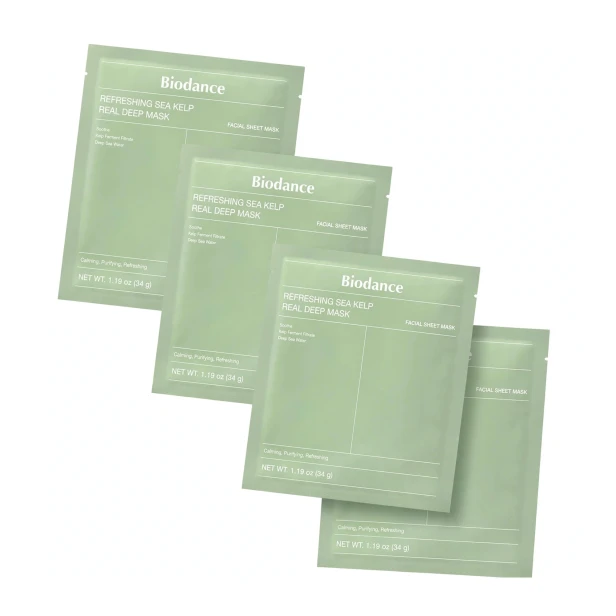 Biodance Refreshing Sea Kelp Real Deep Mask – Zestaw 4 masek hydrożelowych z algami 4x34g SaiL Cosmetics