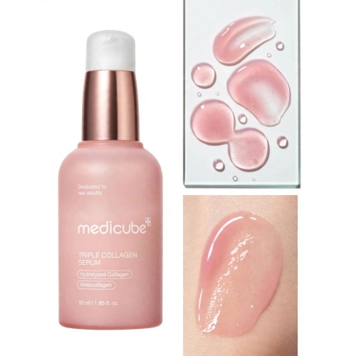 Wygodny dozownik z pompką i lekka ujędrniająca konsystencja serum Medicube Triple Collagen