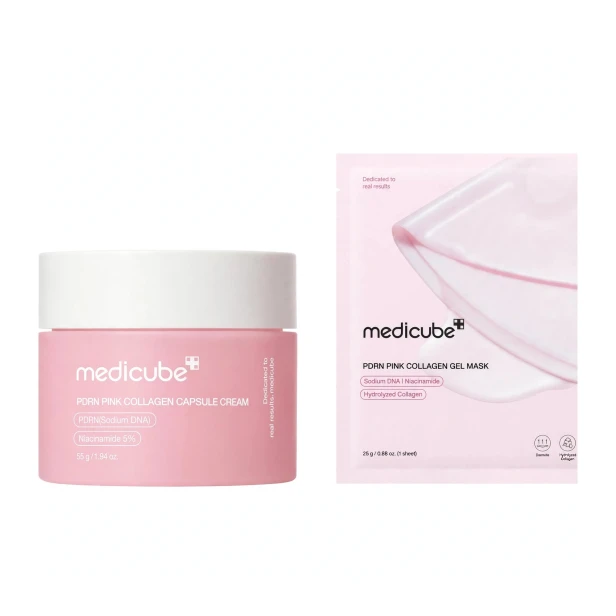Medicube PDRN Pink Collagen Set – Zestaw krem w kapsułkach 55g i maska hydrożelowa 28g SaiL Cosmetics