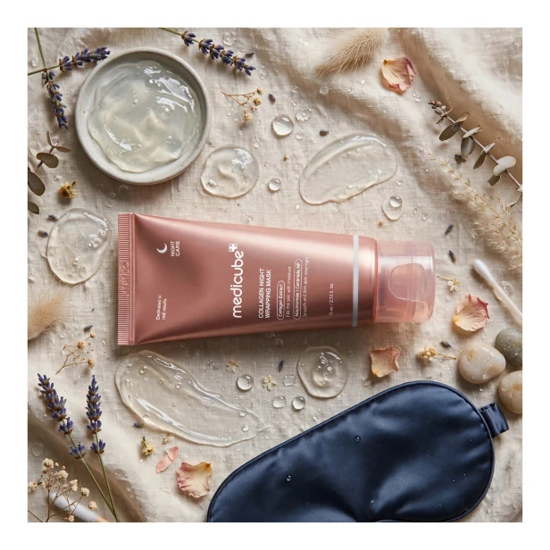 Efekt – ujędrniona, gładka cera i promienny blask po masce Medicube Collagen Night Wrapping