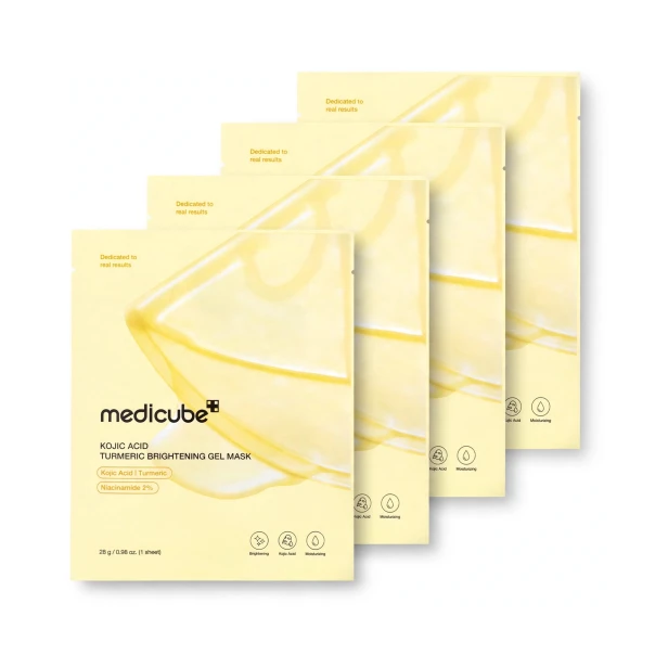 Medicube Kojic Acid Turmeric Brightening Gel Mask – Zestaw 4 masek hydrożelowych z kwasem kojowym 4x28g SaiL Cosmetics