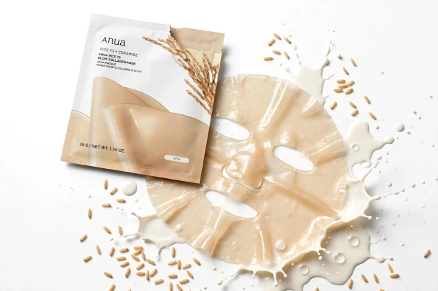 wygładzona, ujędrniona skóra, wzmocniona bariera i blask rice glow po masce Anua Rice 70