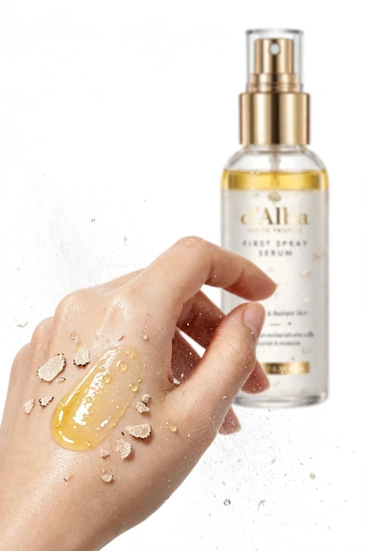 Rozpylanie delikatnej mgiełki nawilżającej d'Alba White Truffle First Spray Serum
