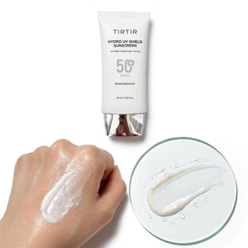 Lekka i nawilżająca konsystencja kremu z filtrem TIRTIR Hydro UV Shield Sunscreen SPF50+