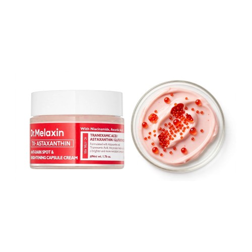 Żelowo-kapsułkowa konsystencja kremu na przebarwienia Dr. Melaxin TX-Astaxanthin