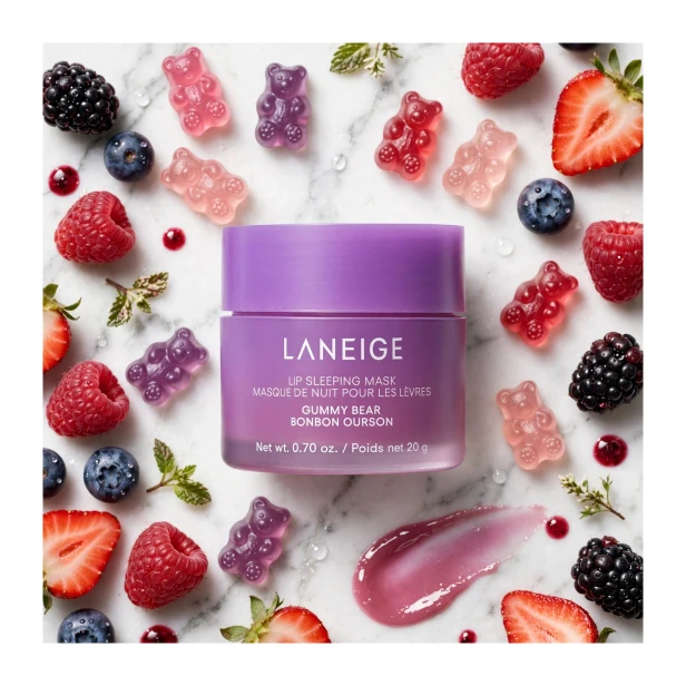 Efekt – zregenerowane, gładkie i miękkie usta po masce LANEIGE Lip Sleeping Mask