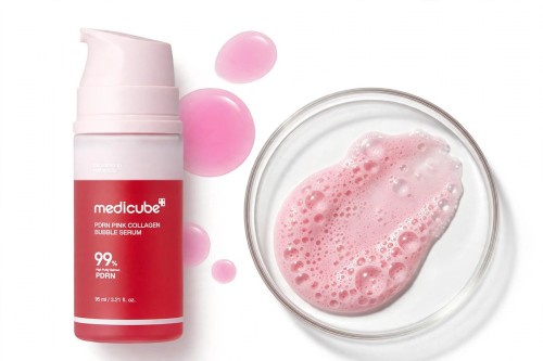 Różowa bąbelkowa formuła ujędrniającego serum Medicube PDRN Pink Collagen