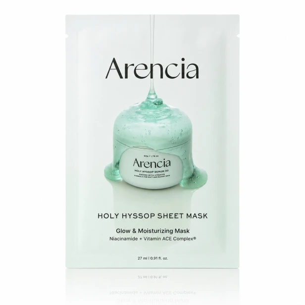 Arencia Holy Hyssop Sheet Mask – Rozświetlająca maska w płachcie z hyzopem i witaminami 27ml SaiL Cosmetics