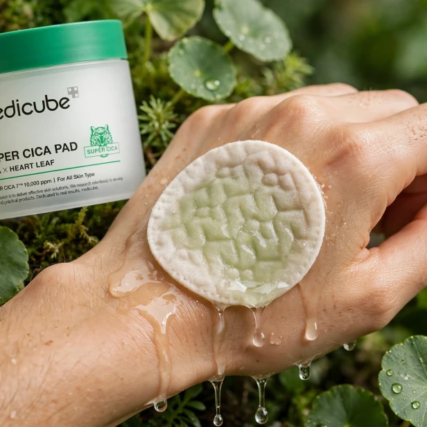 Tłoczona bawełna i formuła z kompleksem Super Cica 7 MEDICUBE Cica Pad