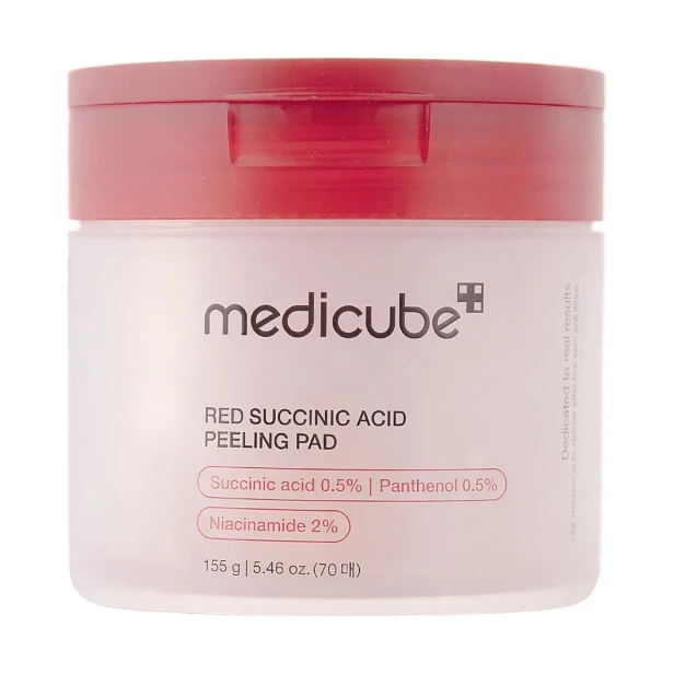 MEDICUBE Red Succinic Acid Peeling Pad – Koreańskie płatki złuszczające z kwasem bursztynowym 70 sztuk SaiL Cosmetics