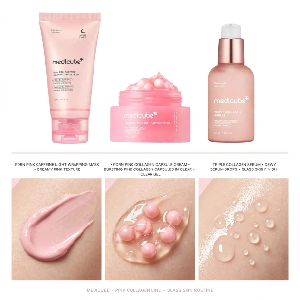 Trzy etapy pielęgnacji ujędrniającej z zestawem Medicube PDRN &amp; Collagen Pink Trio