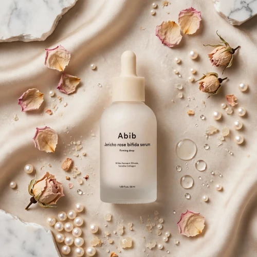 Mleczna konsystencja i zakraplacz serum ujędrniającego Abib Jericho Rose Bifida Serum