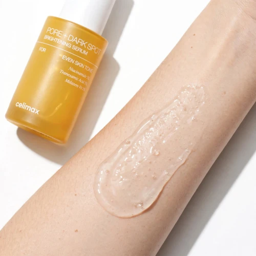 Precyzyjny dozownik pipeta i wodno-żelowa konsystencja serum na przebarwienia Celimax Pore Dark Spot