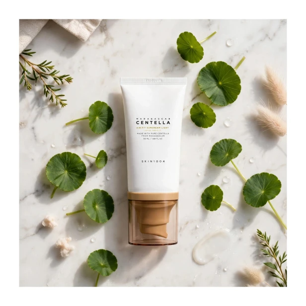 Efekt – brak bielenia, ochrona mineralna UV i ukojone zaczerwienienia po kremie SKIN1004 SPF30