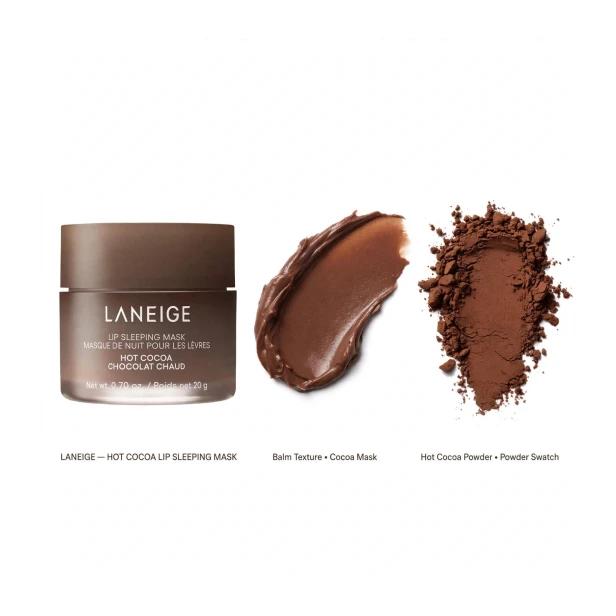 Aksamitna konsystencja czekoladowej maski do ust LANEIGE Lip Sleeping Mask Hot Cocoa