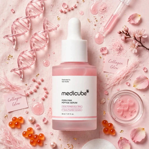 Efekt – wygładzona, sprężysta skóra z promiennym blaskiem pink glow po serum Medicube