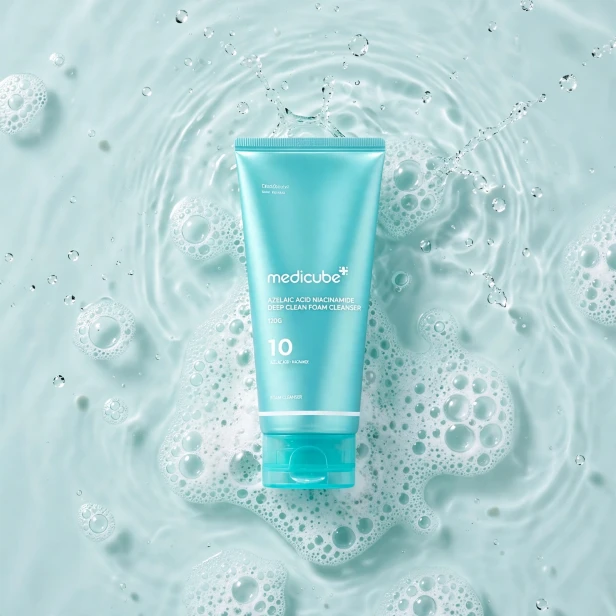 medicube_water_flatlay.webpEfekt – wygładzona struktura cery, zwężone pory i zredukowane przebarwienia po serum Medicube Azelaic Shot